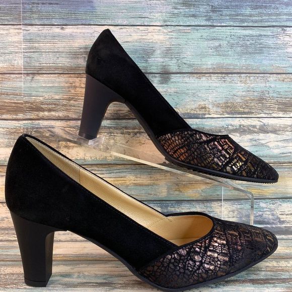 Brunate Shoes - Brunate Womens Black Suede Pumps Heels Size 7-7.5M Handmade Pointed Toe Formal